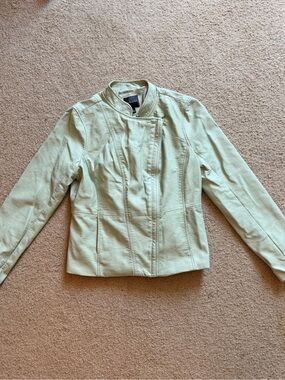 The Limited Mint Green Faux Leather Moto Jacket